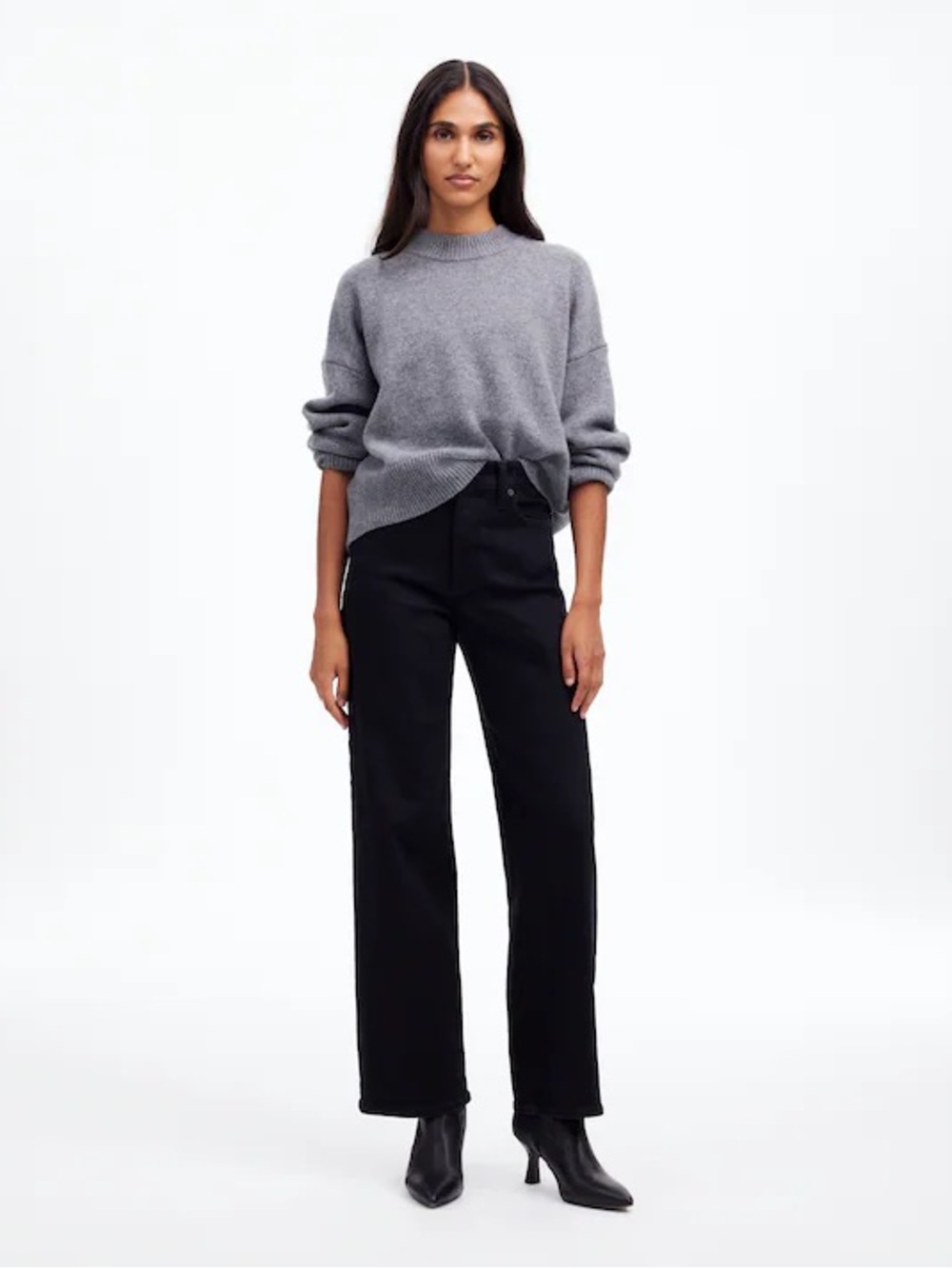 Madewell The Perfect Vintage Wide-Leg Jean in Black Rinse Wash Size 25 New